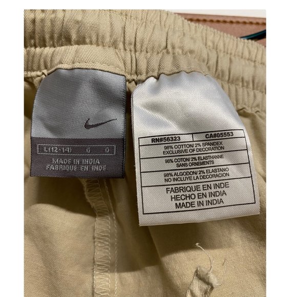 Nike Pants Women Large (12-14) Tan‎ Wide Leg Stretch Button Up Convert to Shorts - Picture 3 of 16